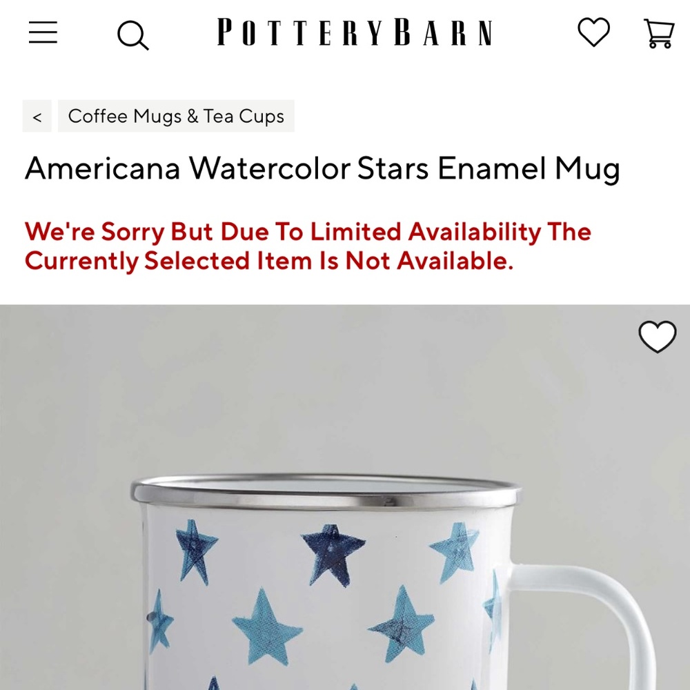 New Pottery Barn Americana Watercolor Stars Enamel Mug - Picture 2 of 11